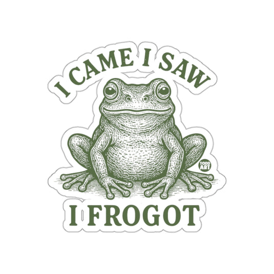 I Came I Saw I Frogot Funny Frog Illustration Sticker