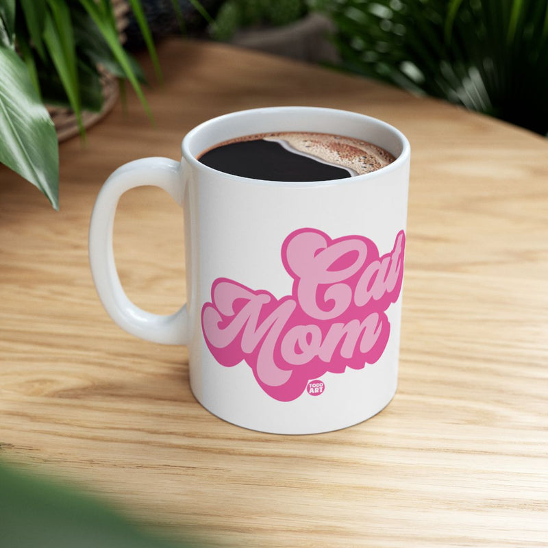 Load image into Gallery viewer, Cat Mom Pink Lettering Ceramic Mug Product

