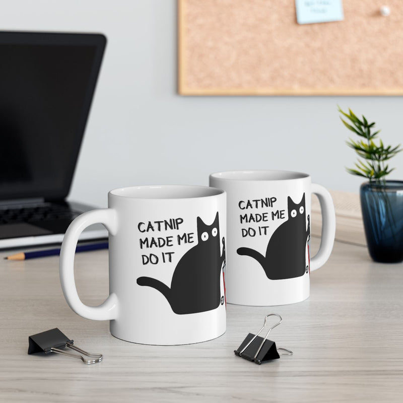 Load image into Gallery viewer, Catnip Made Me Do It Funny Cat Lover Coffee Mug
