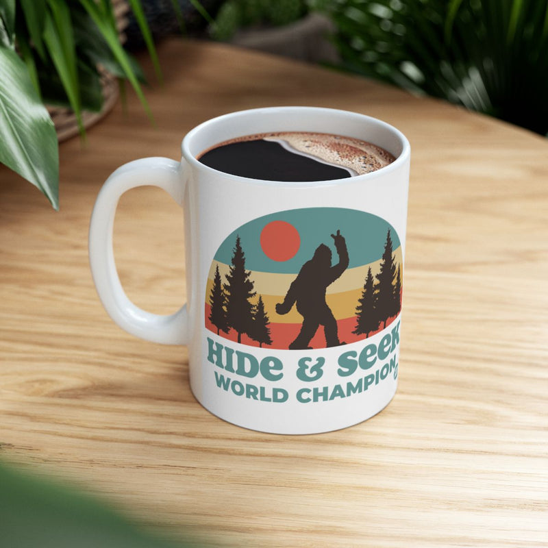 Load image into Gallery viewer, Hide &amp; Seek World Champion Mug Fun Sasquatch Design
