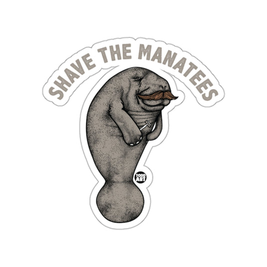 Shave The Manatees Funny Manatee Illustration Sticker