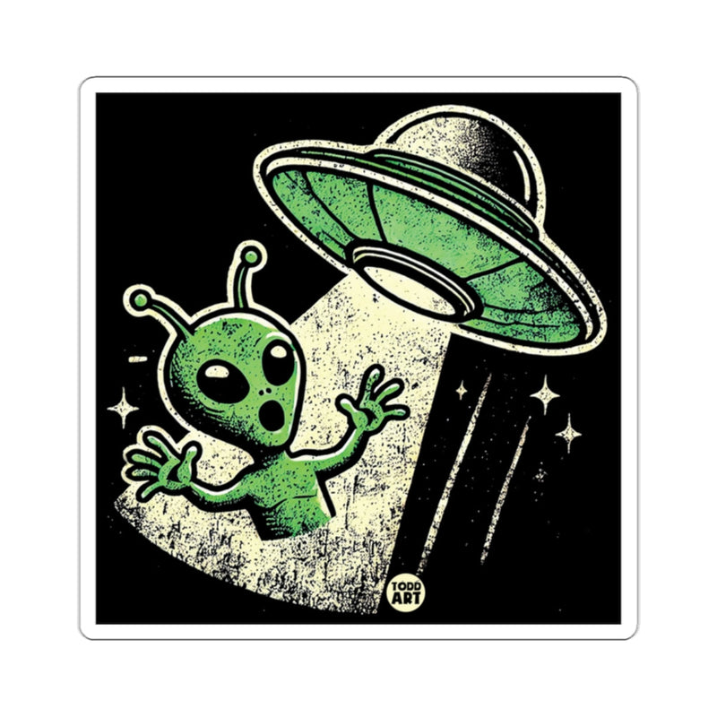 Load image into Gallery viewer, Alien Abduction Retro Art Sticker for Sci-Fi Fans
