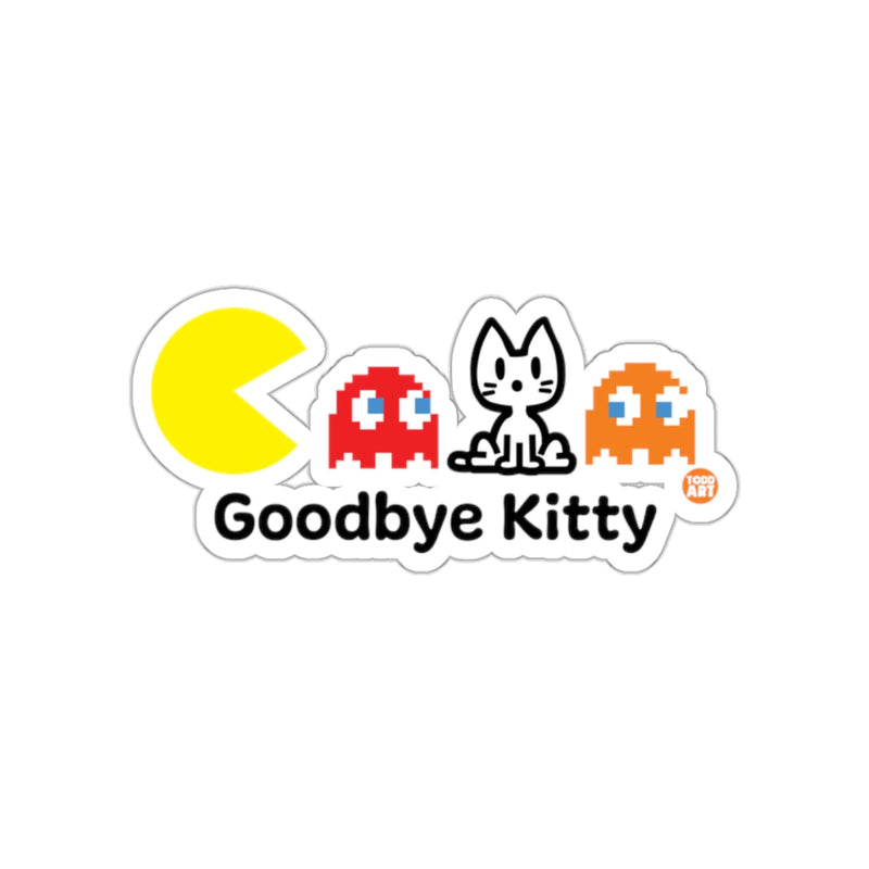 Load image into Gallery viewer, Pac-Man Ghosts Goodbye Kitty Fun Sticker Design for Gamers
