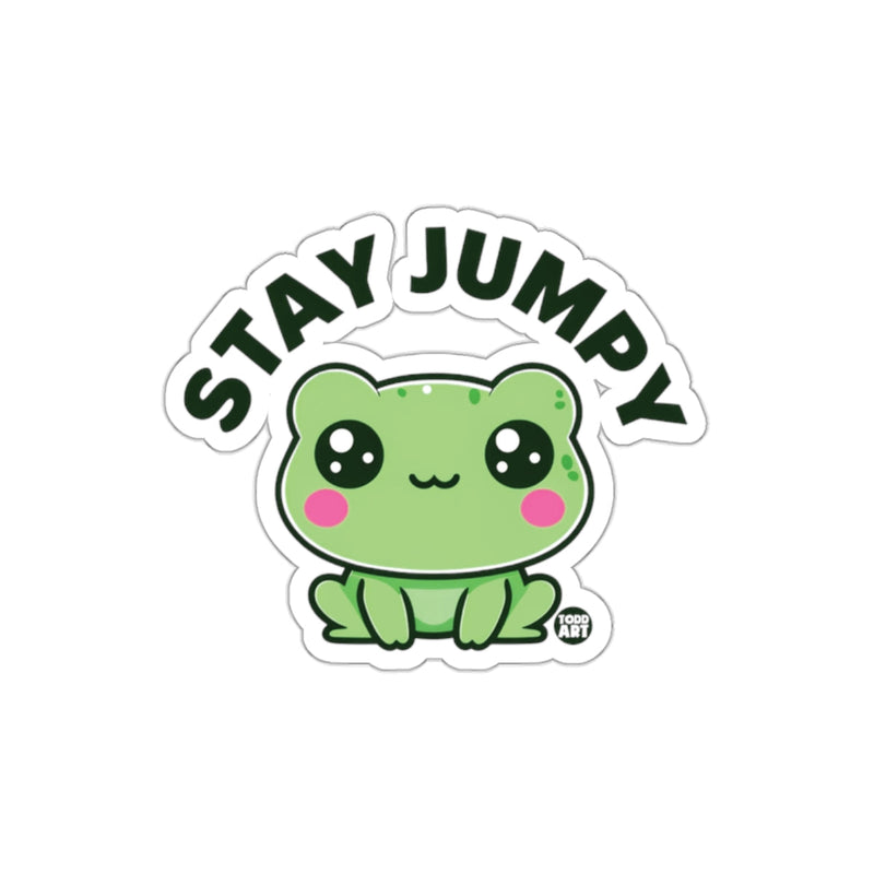 Load image into Gallery viewer, Stay Jumpy Cute Frog Character Sticker Design
