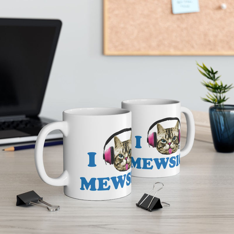 Load image into Gallery viewer, I Love Mewsic Cute Cat with Headphones Mug
