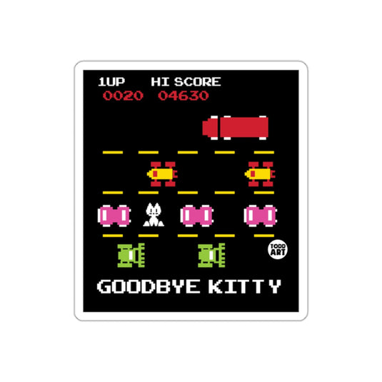 Retro Style Goodbye Kitty Arcade Game Design Poster