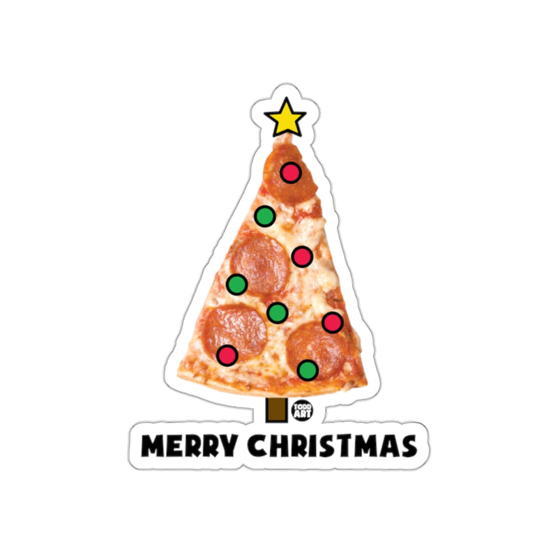 Load image into Gallery viewer, Merry Christmas Pizza Tree Funny Holiday Sticker
