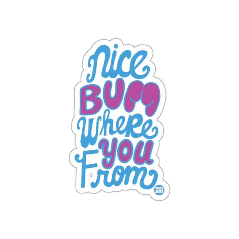 Load image into Gallery viewer, Nice Bum Where You From Sticker Whimsical Fun Design
