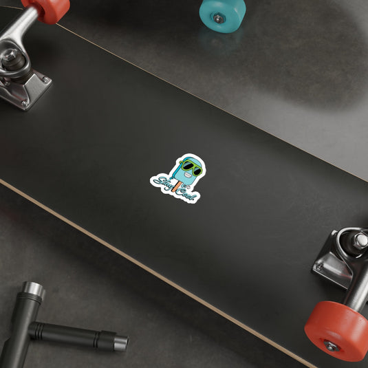 Skateboard with Cool Character Sticker Design