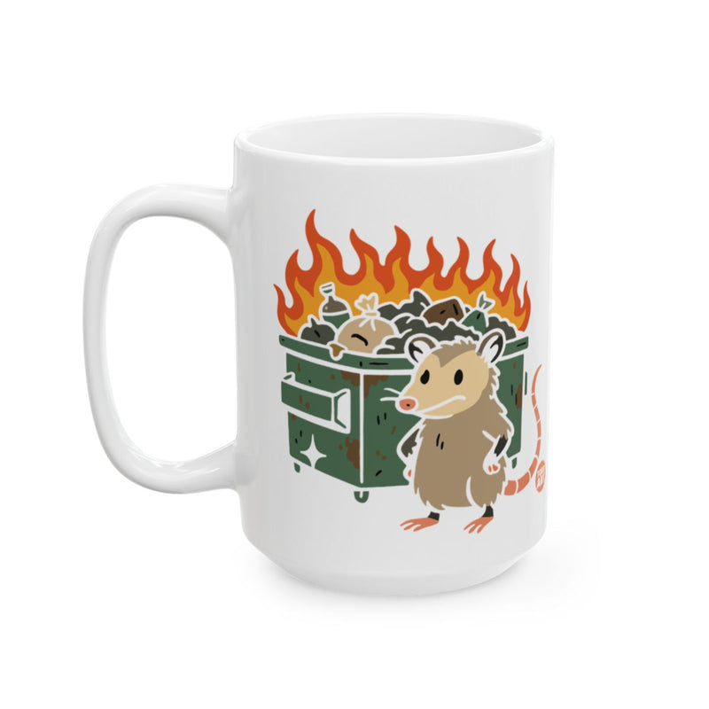 Load image into Gallery viewer, Cute Opossum Dumpster Fire Design White Mug
