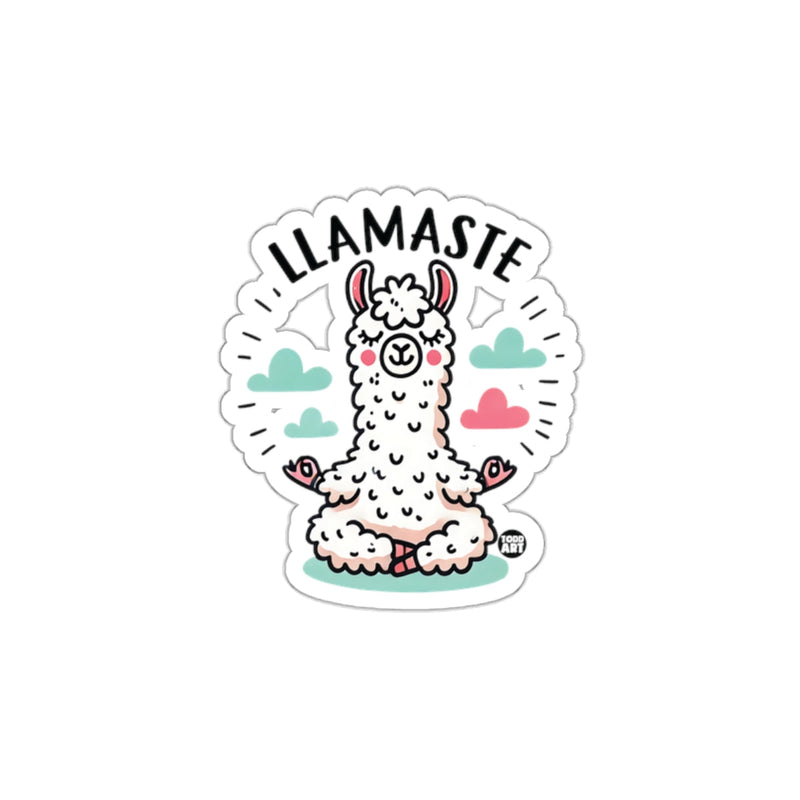 Load image into Gallery viewer, Llamaste Sticker with Cute Meditating Llama Design
