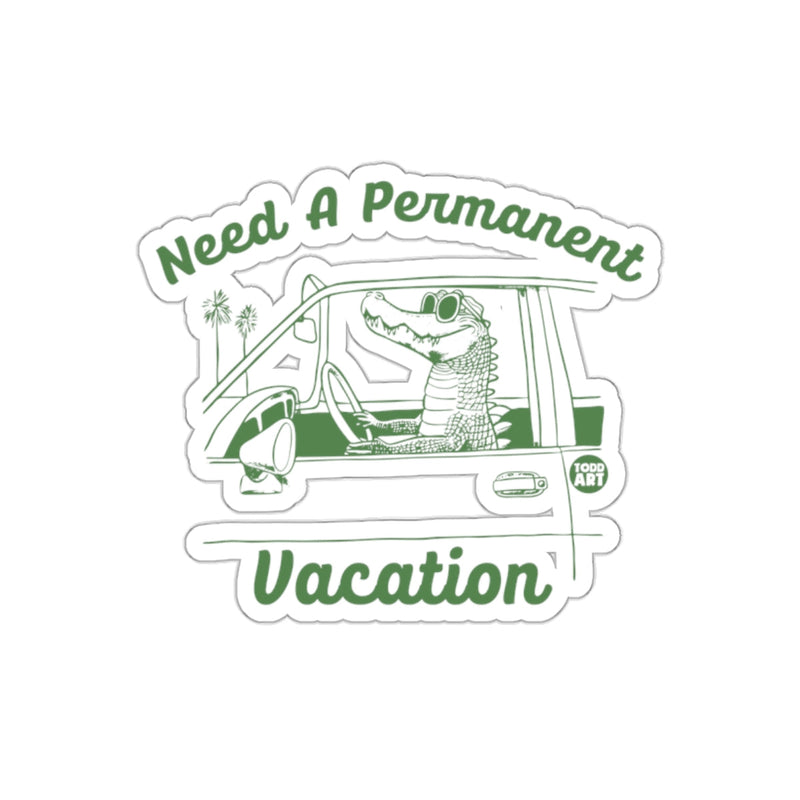 Load image into Gallery viewer, Need A Permanent Vacation Crocodile Illustration sticker
