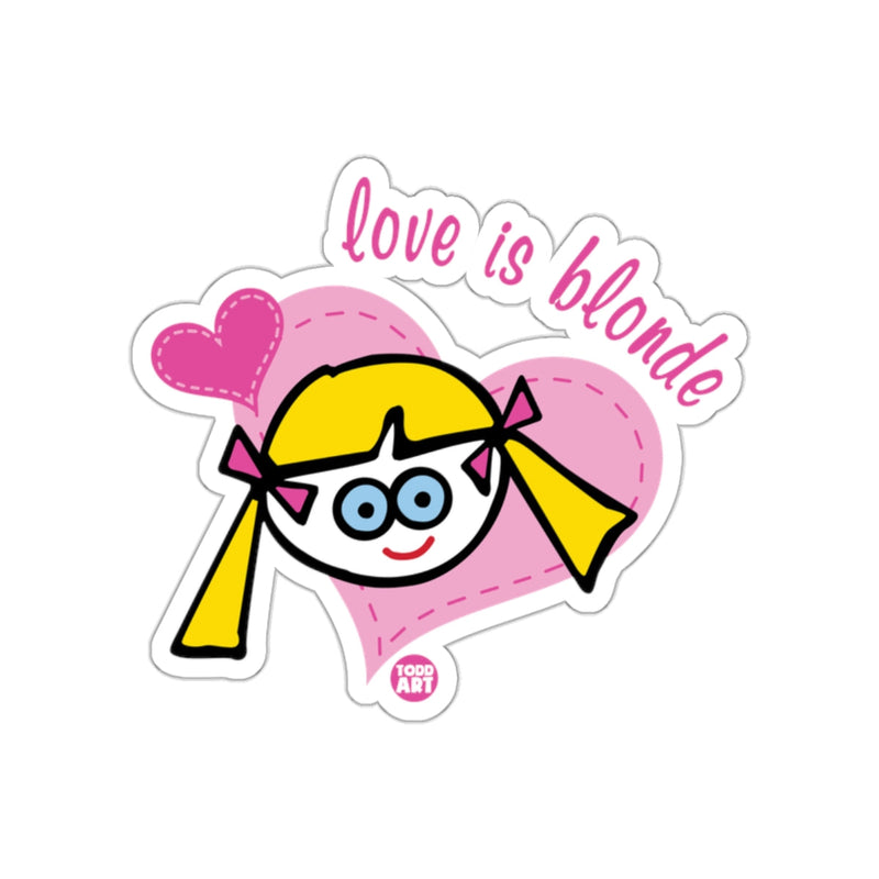 Load image into Gallery viewer, Love Is Blonde Cartoon Character Heart Shape Sticker
