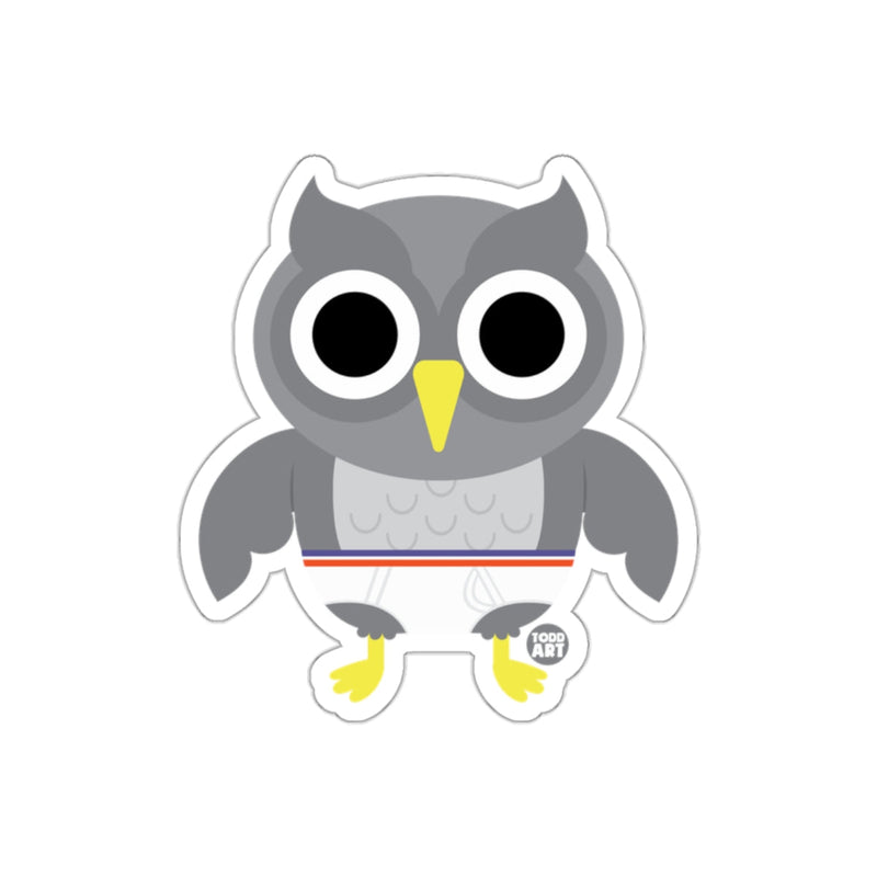 Load image into Gallery viewer, Gray Cartoon Owl Character Sticker for Kids Decor
