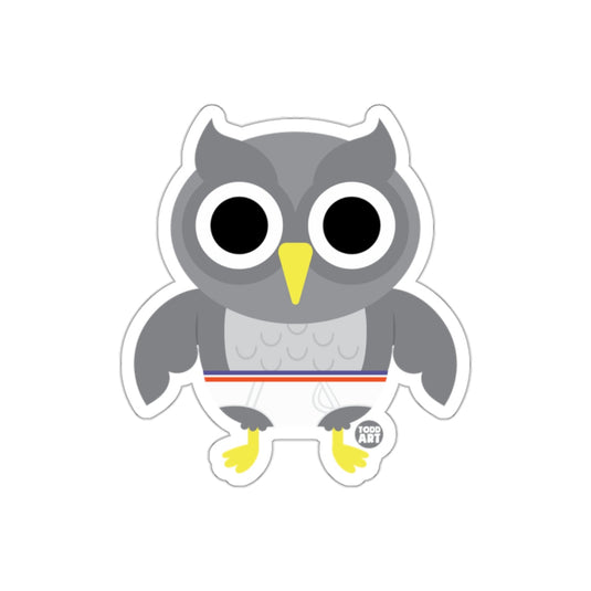 Gray Cartoon Owl Character Sticker for Kids Decor