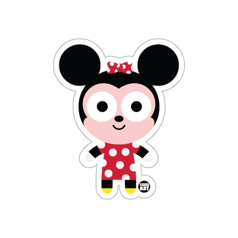 Load image into Gallery viewer, Cute Cartoon Character Wearing Red Polka Dot Dress Sticker
