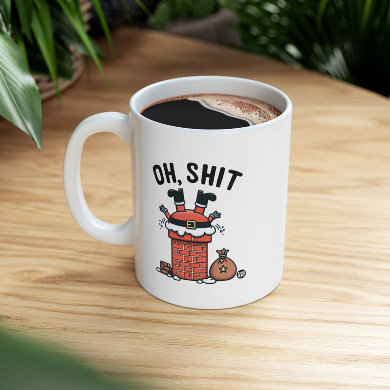 Load image into Gallery viewer, Funny Santa Stuck in Chimney Oh Shit Mug
