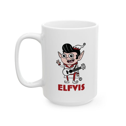 ELFVIS Coffee Mug with Funny Cartoon Design