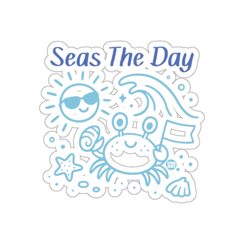 Load image into Gallery viewer, Seas The Day Crab Cartoon Sticker for Fun Decor

