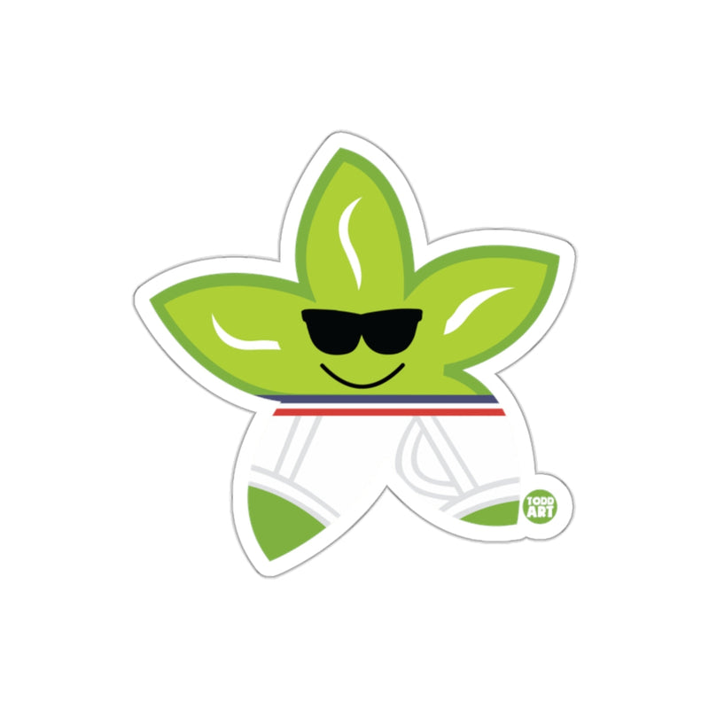 Load image into Gallery viewer, Cool Green Leaf with Sunglasses Sticker Design
