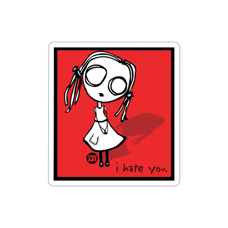 Load image into Gallery viewer, Cartoon Character Sticker with I Hate You Artwork
