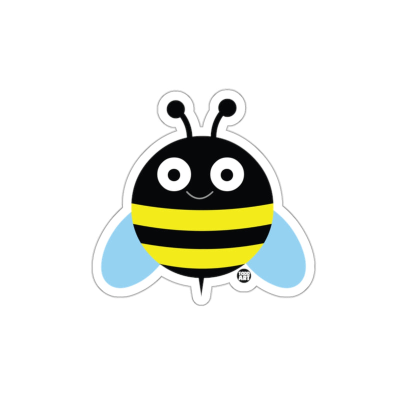 Load image into Gallery viewer, Cute Smiling Bee with Blue Wings Sticker Product
