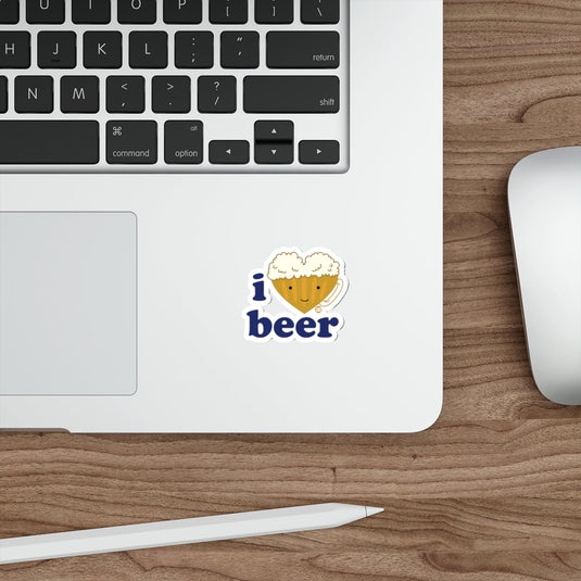 I Love Beer with Cute Cartoon Mug Laptop Sticker