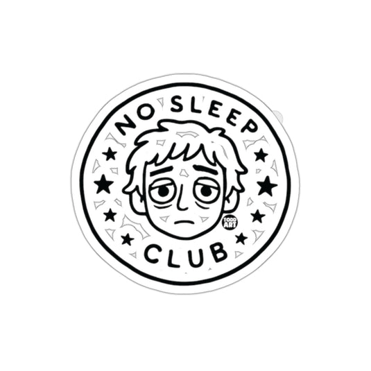 No Sleep Club Graphic Sticker with Tired Face Design