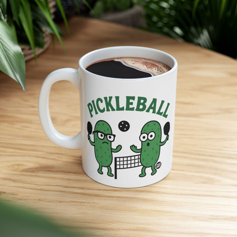 Load image into Gallery viewer, Funny Pickleball Themed Mug with Cute Pickle Players

