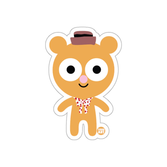 Cute Cartoon Bear with Hat and Scarf Sticker