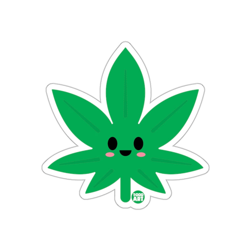 Load image into Gallery viewer, Happy Cartoon Leaf Sticker with Cute Face Design
