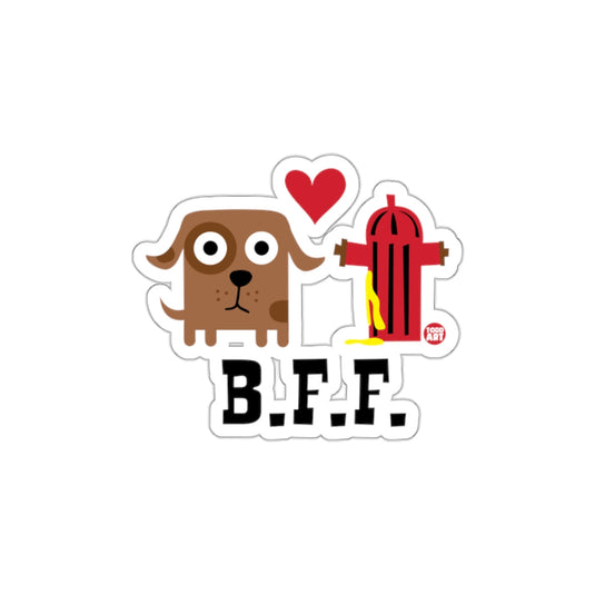 Cute B.F.F. Dog Heart Fire Hydrant Graphic Sticker