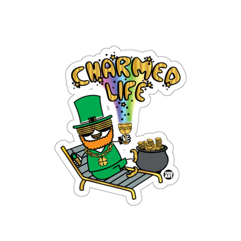 Load image into Gallery viewer, Charmed Life Leprechaun Relaxing with Gold Sticker
