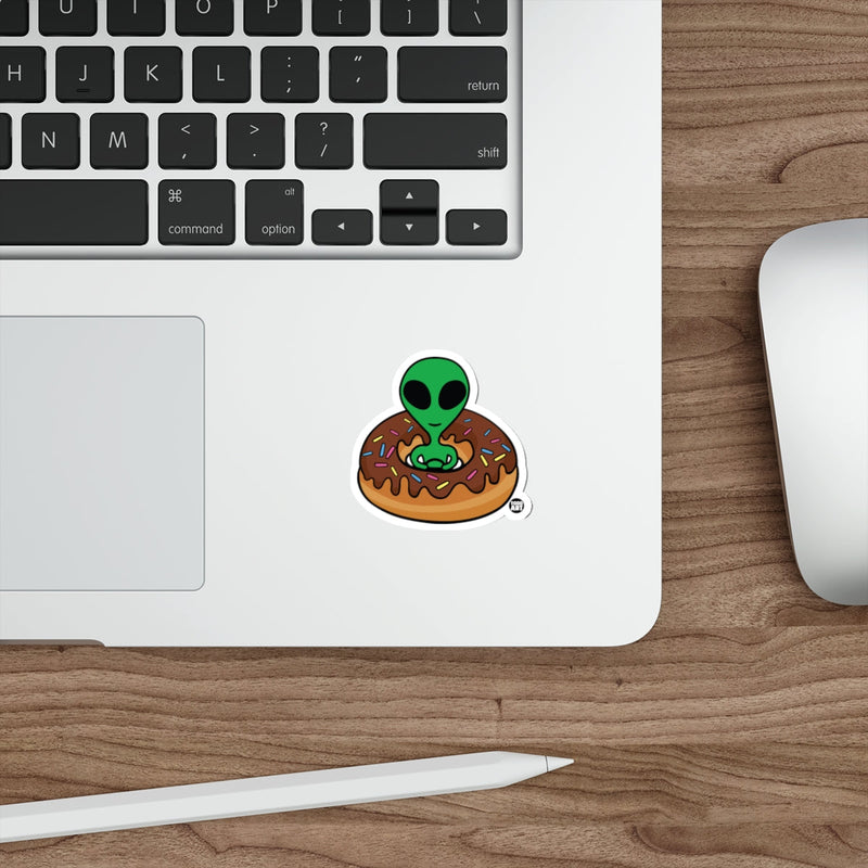 Load image into Gallery viewer, Alien with Chocolate Donut Sticker for Your Laptop Decor
