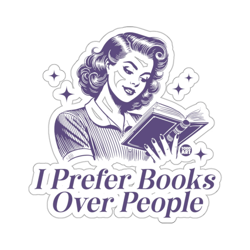 Load image into Gallery viewer, I Prefer Books Over People Retro Woman Reading 
