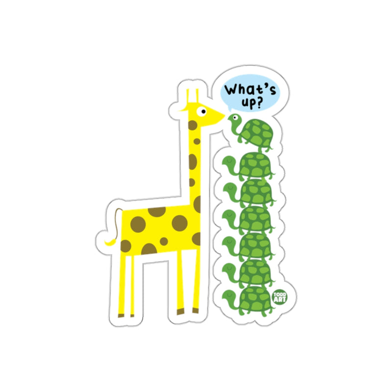 Load image into Gallery viewer, Giraffe and Turtles Say What's Up Sticker Design
