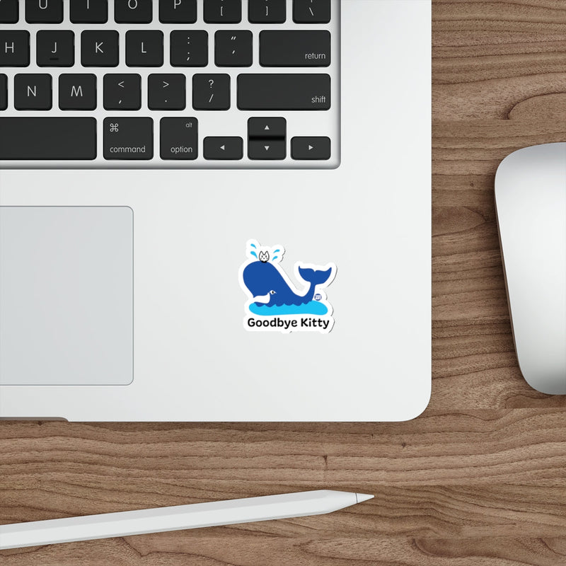 Load image into Gallery viewer, Goodbye Kitty Blue Whale Laptop Sticker Product

