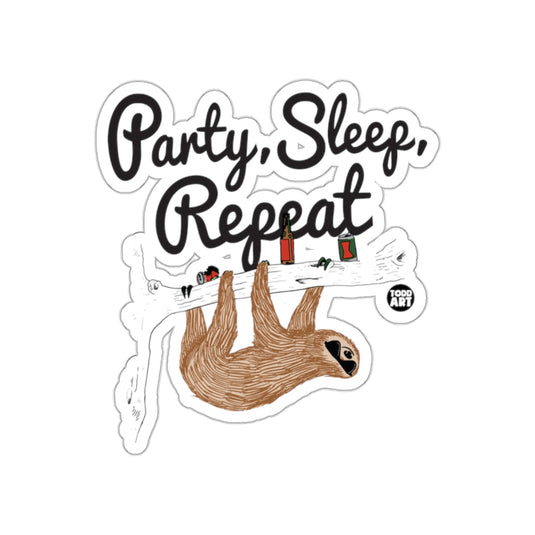 Party Sleep Repeat Sloth Drinking on Branch Funny sticker