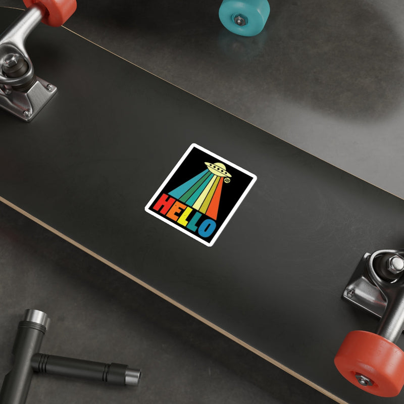 Load image into Gallery viewer, Retro Hello Alien Skateboard Deck Art Sticker
