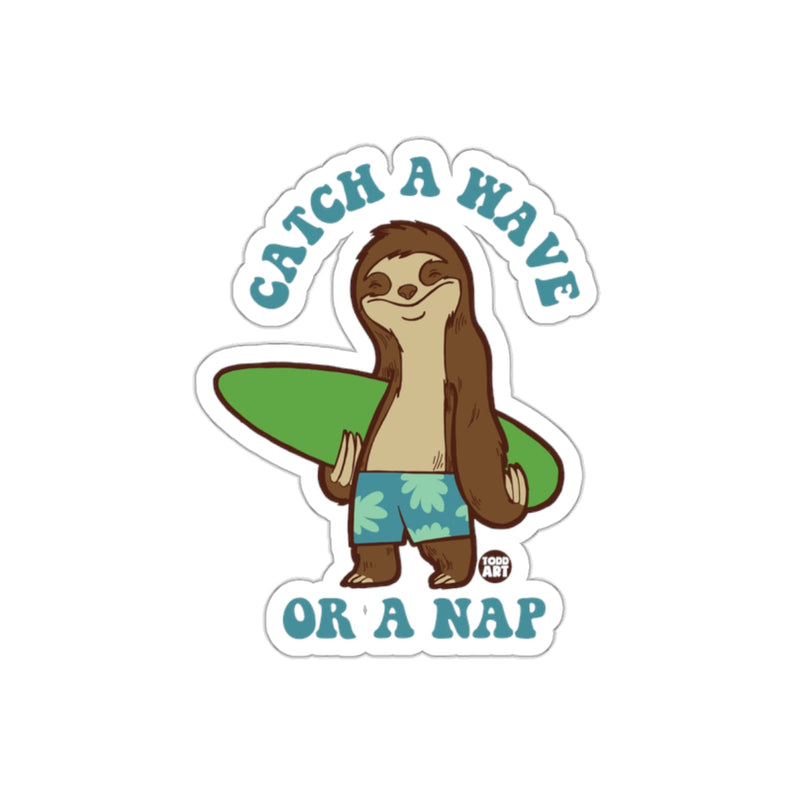 Load image into Gallery viewer, Catch Wave Or Nap Sloth with Surfboard Funny sticker
