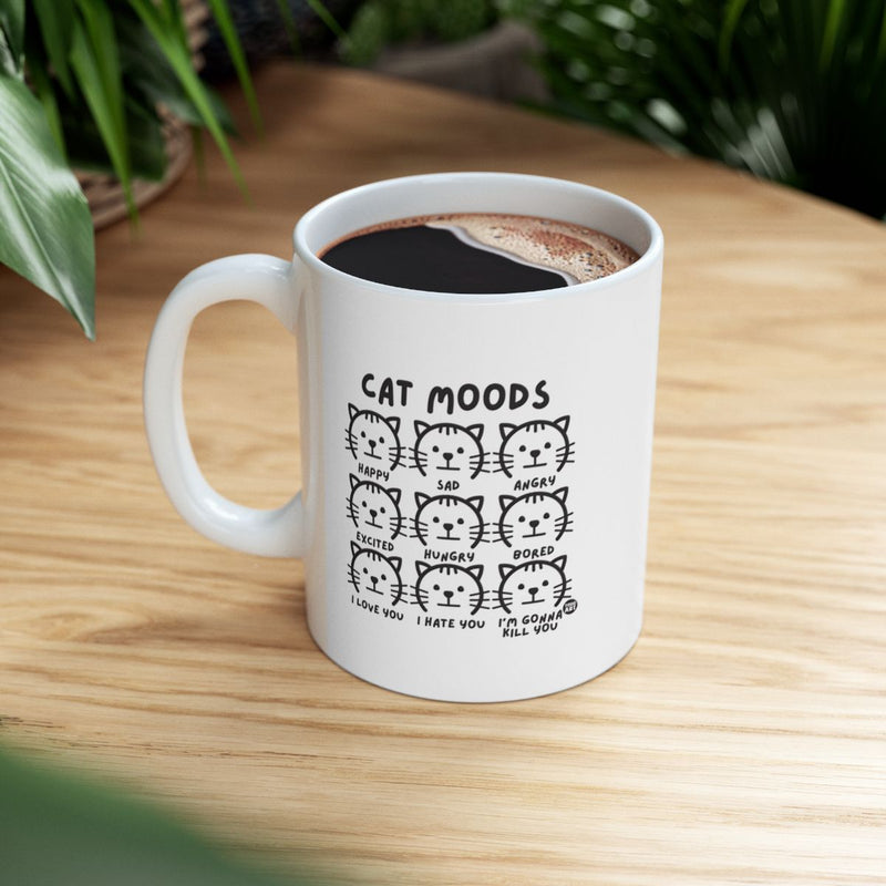 Load image into Gallery viewer, Funny Cat Moods Mug for Cat Lovers Tea Coffee Cup
