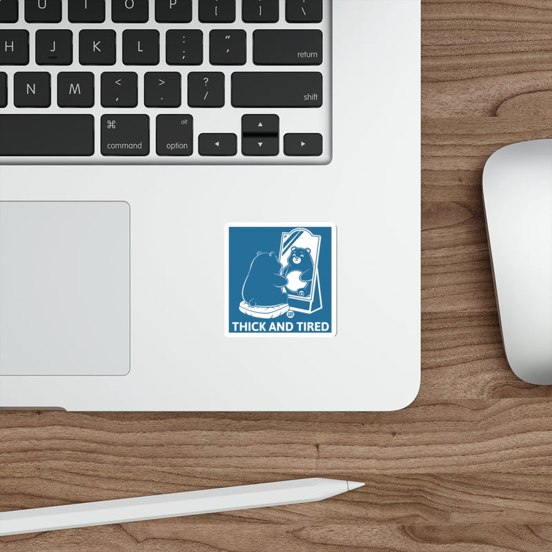 Load image into Gallery viewer, Thick and Tired Bear Laptop Sticker Decal
