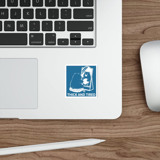 Thick and Tired Bear Laptop Sticker Decal