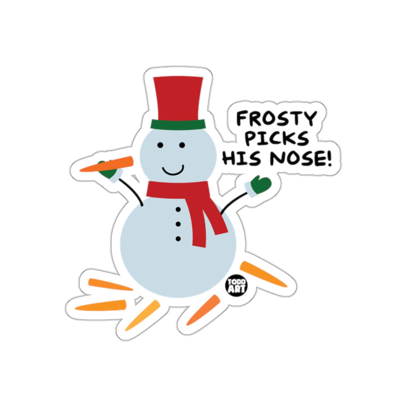 Load image into Gallery viewer, Frosty Picks His Nose Funny Snowman Sticker
