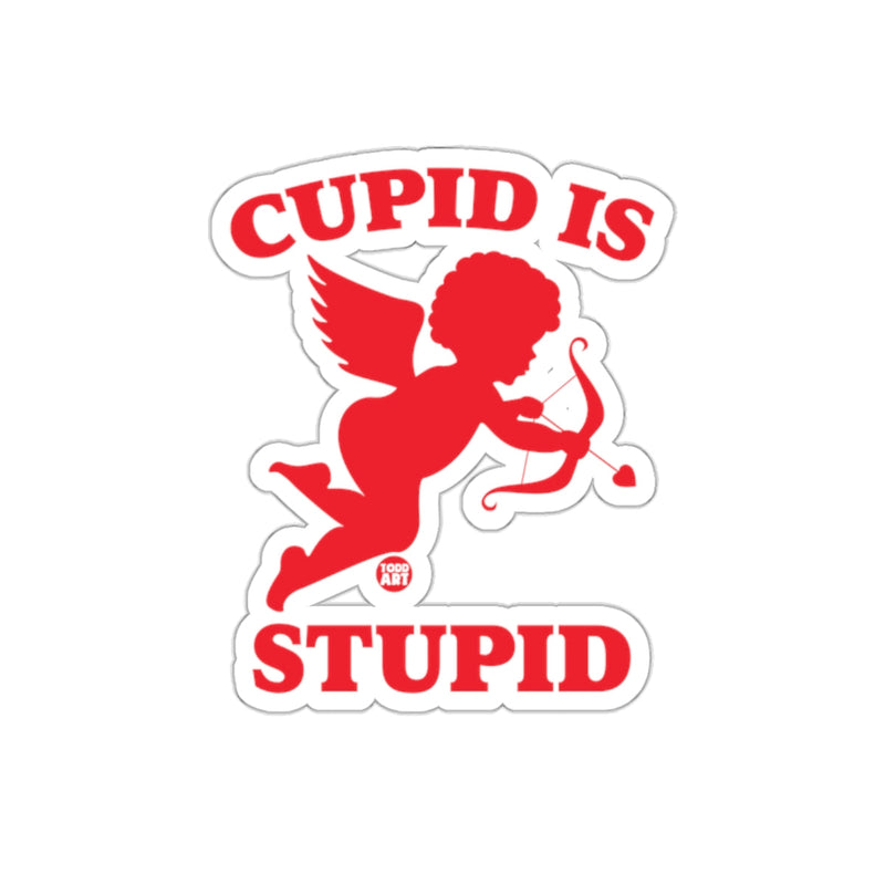 Load image into Gallery viewer, CUPID IS STUPID Red Silhouette Sticker Product
