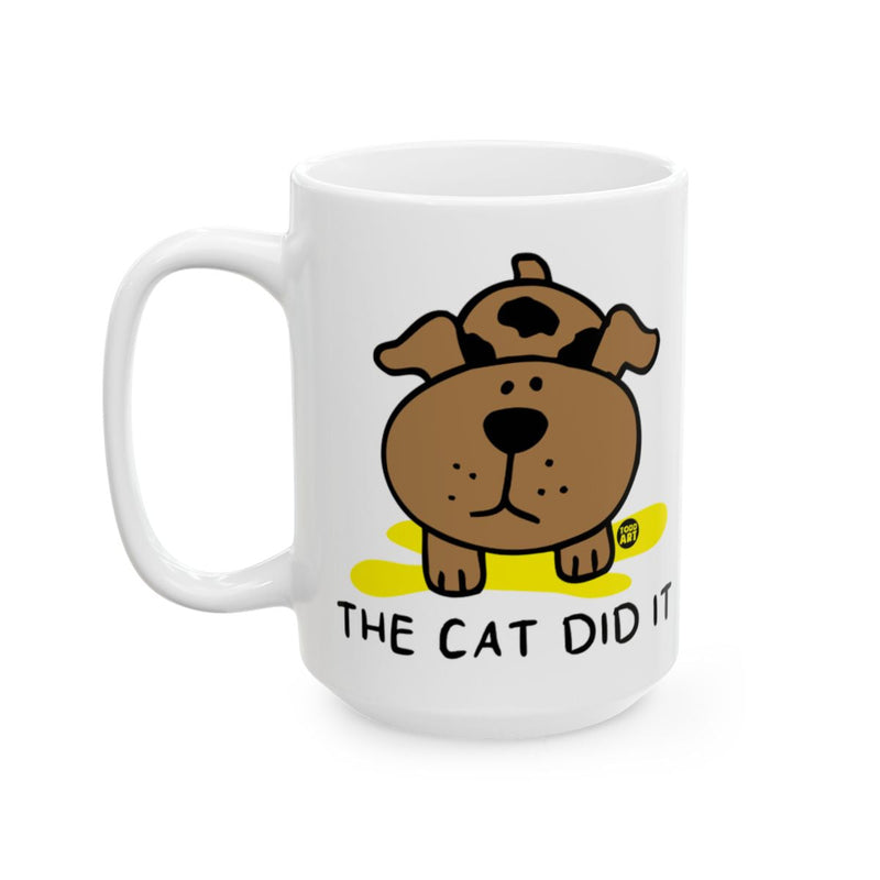 Load image into Gallery viewer, Funny Dog Cartoon with The Cat Did It Mug
