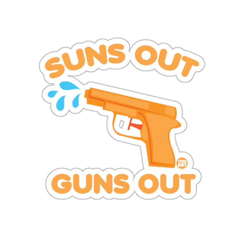 Load image into Gallery viewer, Suns Out Guns Out Sticker with Water Gun Design
