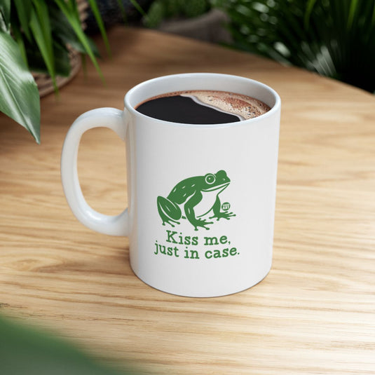 Kiss Me Just In Case Frog Coffee Mug