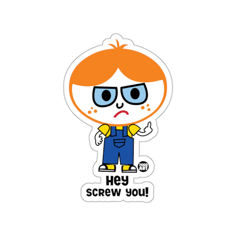 Load image into Gallery viewer, Hey Screw You Cartoon Character Sticker Decal
