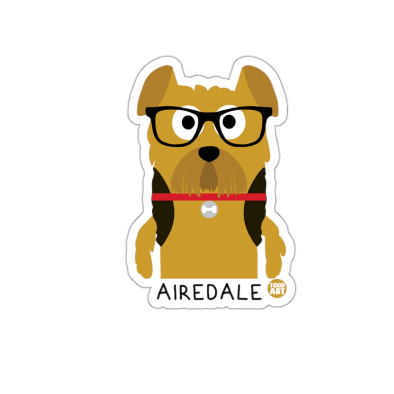 Load image into Gallery viewer, Airedale Dog with Glasses and Collar Sticker
